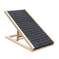Dog Ramp with Extra Wide Non-Slip Rubber Surface, Foldable Pet Ramp for Bed, Adjustable Solid Wood Design, 39.5″ L x 16″ W x 23.5″ H, Natural(m-2)