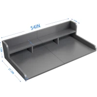 Practical Washer Dryer Countertop with Non-slip Pads, Wood Shelf Topper with Edge, Double Layer Organizer, 54" L x 27.5" W x 12" H, Grey(m-3)