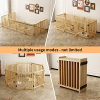 8-Panel Wooden Freestanding Dog Gate with Folding Design, Indoor Pet Fence for Dogs, No Assembly Required, 192.5″ L x 31″ H, Natural(m-5)