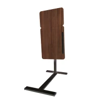 Folding Overbed Bedside Desk with Tilting Tray, Mobile Rolling Laptop Stand with Adjustable Height , 31.5″ L x 16″ W x 38″ H, Walnut+Black(m-12)