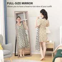 HOMCOM 64" x 21" Rectangular Full Length Mirror with Frame, Free Standing, Wall Mounted or Leaning, Gunmetal Silver(m-4)