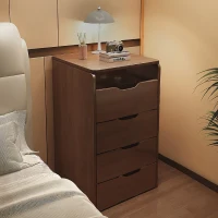 3-in-1 Vanity Desk with Flip Top Mirror, Dressing Table, Compact Makeup Vanity Set with Visible Glass Desktop, 23.5" L x 16" W x 31.5" H, Walnut(m-9)