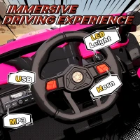 Qaba 12V Kids Ride On Car with Remote Control, Battery Powered Electric UTV with Spring Suspension for Aged 3-5 Years, Pink(m-7)