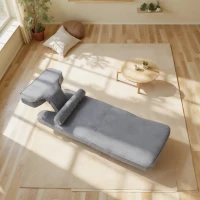 Folding Sofa Bed for living room, Built-in Lumbar Support, Gaming Floor Chair with 5-Position Back Support, 19" L x 62" W x 4" H, Grey(m-5)