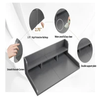 Practical Washer Dryer Countertop with Non-slip Pads, Wood Shelf Topper with Edge, Double Layer Organizer, 54" L x 27.5" W x 12" H, Grey(m-5)