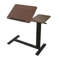 Folding Overbed Bedside Desk with Tilting Tray, Mobile Rolling Laptop Stand with Adjustable Height , 31.5″ L x 16″ W x 38″ H, Walnut+Black(m-2)