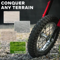 Qaba 24V Kids Motorcycle, Electric Dirt Bike with 250W Motor, Up to 9.9 MPH, 12" Inflatable Tires and Rear Suspension, Red(m-8)