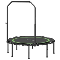 Soozier 45" Rebounder Trampoline for Adults, Foldable Mini Trampoline with Adjustable Handle Bar for Indoor Outdoor, Green(m-1)