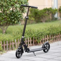 Soozier Kick Scooter for 12 Years and Up, Folding Scooter with 3-Level Height Adjustable Handlebar, Big Wheels and Rear Wheel Brake, Black(m-2)