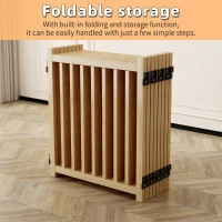 8-Panel Wooden Freestanding Dog Gate with Folding Design, Indoor Pet Fence for Dogs, No Assembly Required, 192.5″ L x 31″ H, Natural(m-4)