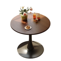 Modern Round Dining Table with Modern Design, MDF Top with Steel Base, Easy Assembly and Cleaning, 23.5" L x 23.5" W x 29" H, Walnut