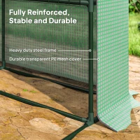 Outsunny Outdoor Walk-in Greenhouse with Roll-up Zipper Door, 18 Shelves, PE Cover, 95.25" x 70.75" x 82.75", Green(m-6)