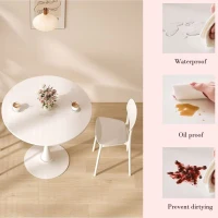 Modern Round Dining Table with MDF Top, Kitchen Dining Room Furniture with Metal Base, Easy Assembly and Cleaning, 31.5" L x 20" W x 29" H, White(m-5)