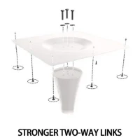 Marble Texture Round Dining Table with MDF Top and Steel Base, Easy to Install and Clean, 23.5" L x 20" W x 29" H, White Marble(m-5)