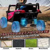 Qaba 12V Kids Ride On Car with Remote Control, Battery Powered Electric UTV with Spring Suspension for Aged 3-5 Years, Pink(m-9)