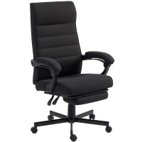 Vinsetto Office Chair, High Back Desk Chair, Swivel Recliner with Adjustable Height, Footrest and Padded Armrest, Black(m-2)
