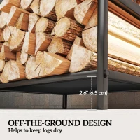 Outsunny Heavy Duty Log Stand, Firewood Rack Outdoor with Handles, Wood Storage Holder for Fireplace, Black(m-5)