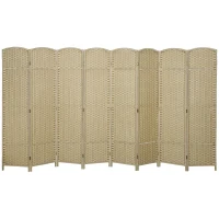 HOMCOM Folding Room Divider Screen 8 Panel 5.6 ' Tall Privacy Screen Freestanding Room Partition for Home Office, Beige(m-11)