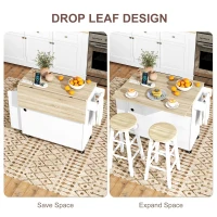 HOMCOM Kitchen Island with Storage, Rolling Kitchen Cart with Foldable Drop Leaf, Power Outlet and USB Ports, White(m-4)