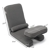 Folding Sofa Bed for living room, Built-in Lumbar Support, Gaming Floor Chair with 5-Position Back Support, 19" L x 62" W x 4" H, Grey(m-3)