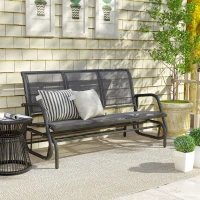 Outsunny 3-Seat Outdoor Glider Chair, Patio Rocking Chair, Steel Frame, Sling Fabric Seat for Garden, Backyard, Lawn, Grey(m-10)