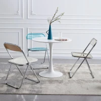 Modern Round Dining Table with MDF Top and Steel Base, Modern Aesthetic, Easy to Clean and Assemble, 23.5" L x 23.5" W x 29" H, White(m-6)