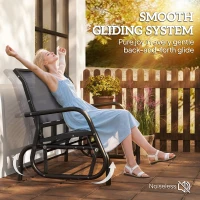 Outsunny Patio Double Glider Outdoor Steel Sling Fabric Gliding Bench Garden Swing Chair Heavy-Duty Porch Rocker Garden Loveseat Grey(m-4)