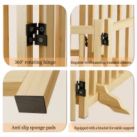 8-Panel Wooden Freestanding Dog Gate with Folding Design, Indoor Pet Fence for Dogs, No Assembly Required, 192.5″ L x 31″ H, Natural(m-6)