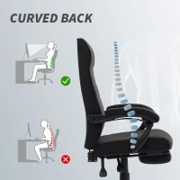 Vinsetto Office Chair, High Back Desk Chair, Swivel Recliner with Adjustable Height, Footrest and Padded Armrest, Black(m-9)