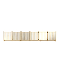 6-Panel Wooden Freestanding Dog Gate, Indoor Pet Fence with Folding Design, No Assembly Required, 144" L x 23.5" W x 31" H, Natural
