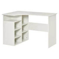 HOMCOM 47.25" L-Shaped Computer Desk, Writing Desk, Corner Desk with Storage Shelves for Home Office, Study, White(m-1)