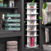8-Tier Rotating Shoe Rack Tower, 360-Degree Spinning Shoe Display Organizer, Holds Up to 28 Pairs, 23.5" L x 23.5" W x 72" H, White(m-5)