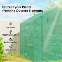 Outsunny Outdoor Walk-in Greenhouse with Roll-up Zipper Door, 18 Shelves, PE Cover, 95.25" x 70.75" x 82.75", Green(m-4)
