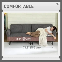 HOMCOM Modern Couch, 3 Seater Sofa, Corduroy Loveseat with Rubberwood Legs and Extra-Wide Seat, Grey(m-5)