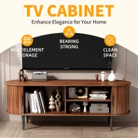 55" Modern TV Stand with Storage Compartment and Sliding Door, Gaming Entertainment Center with Cabinet, 55" L x 16" W x 21.5" H, Walnut(m-4)