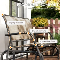 Outsunny 3-Seat Outdoor Glider Chair, Patio Rocking Chair, Steel Frame, Sling Fabric Seat for Garden, Backyard, Lawn, Brown(m-9)