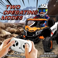 Qaba 12V Kids Ride On Car with Remote Control, Battery Powered Electric UTV with Spring Suspension for Aged 3-5 Years, Orange(m-4)