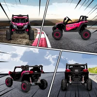 Qaba 12V Kids Ride On Car with Remote Control, Battery Powered Electric UTV with Spring Suspension for Aged 3-5 Years, Pink(m-10)