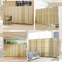 HOMCOM Folding Room Divider Screen 8 Panel 5.6 ' Tall Privacy Screen Freestanding Room Partition for Home Office, Beige(m-7)