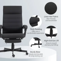 Vinsetto Office Chair, High Back Desk Chair, Swivel Recliner with Adjustable Height, Footrest and Padded Armrest, Black(m-7)