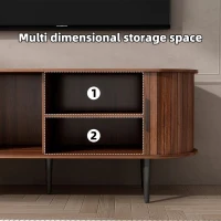 47" Modern TV Stand with Sliding Door, Gaming Entertainment Center with Storage Compartment and Cabinet, 47" L x 16" W x 21.5" H, Walnut(m-7)