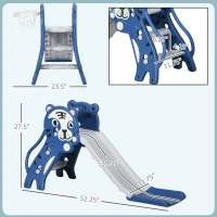 Qaba Slide for Kids with Basketball Hoop for Indoor Use, Easy Set Up Baby Slide for Kids 18-36 Months, Blue(m-3)