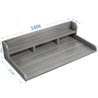 Practical Washer Dryer Countertop with Non-slip Pads, Wood Shelf Topper with Edge, Double Layer Organizer, 54" L x 27.5" W x 12" H, Gray+White(m-3)