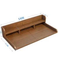 Practical Washer Dryer Countertop with Non-slip Pads, Double Layer Laundry Wood Shelf Topper with Edge, 54" L x 27.5" W x 12" H, Walnut(m-3)