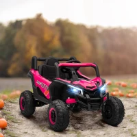 Qaba 12V Kids Ride On Car with Remote Control, Battery Powered Electric UTV with Spring Suspension for Aged 3-5 Years, Pink(m-8)