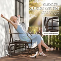 Outsunny 2-Seat Outdoor Glider Swing, Center Coffee Table and Independent Chairs, Supports Up to 352 lbs., Loveseat with Breathable Sling for Backyard, Garden, and Porch, Brown(m-4)