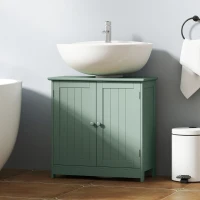HOMCOM Bathroom Vanity Cabinet, Under Sink Bathroom Cabinet with 2 Doors and Adjustable Shelf, Dark Green(m-10)