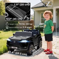 Qaba 12V Ride On Car, Licensed Lexus GX550, 2-Seater Kids Electric Vehicle with Remote Control and Suspension System, Black(m-3)