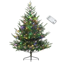 HOMCOM 6 ft Artificial Christmas Tree, Prelit Christmas Tree with 300 LED Lights, 795 Branch Tips and Wide Metal Base, Green(m-11)
