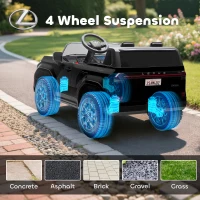 Qaba 12V Ride On Car, Licensed Lexus GX550, 2-Seater Kids Electric Vehicle with Remote Control and Suspension System, Black(m-9)